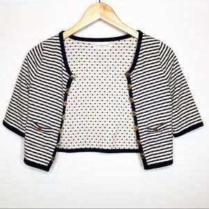 Pilcro and the Letterpress Cropped Cardigan Navy and White Stripe Size XS